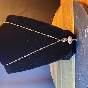 Twirling Ballerina 10" Necklace  Gold plated chain Pink BLING